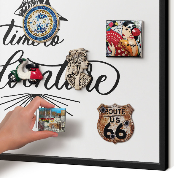 Metal wall board for magnets in a black frame The Journey of Discovery