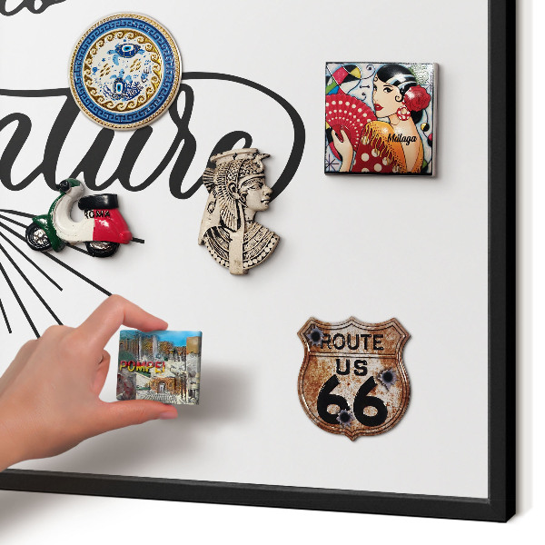 Metal wall board for magnets in a black frame The Journey of Discovery