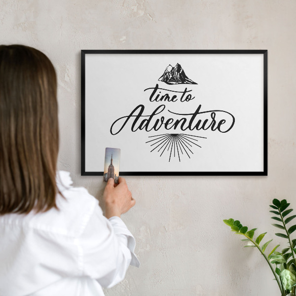Metal wall board for magnets in a black frame The Journey of Discovery