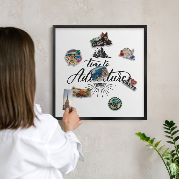 Metal wall board for magnets in a black frame The Journey of Discovery