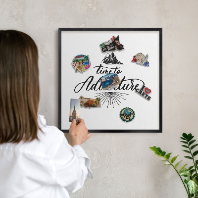 Metal wall board for magnets in a black frame The Journey of Discovery