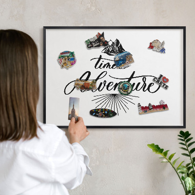 Metal wall board for magnets in a black frame The Journey of Discovery