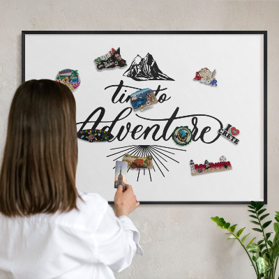 Metal wall board for magnets in a black frame The Journey of Discovery