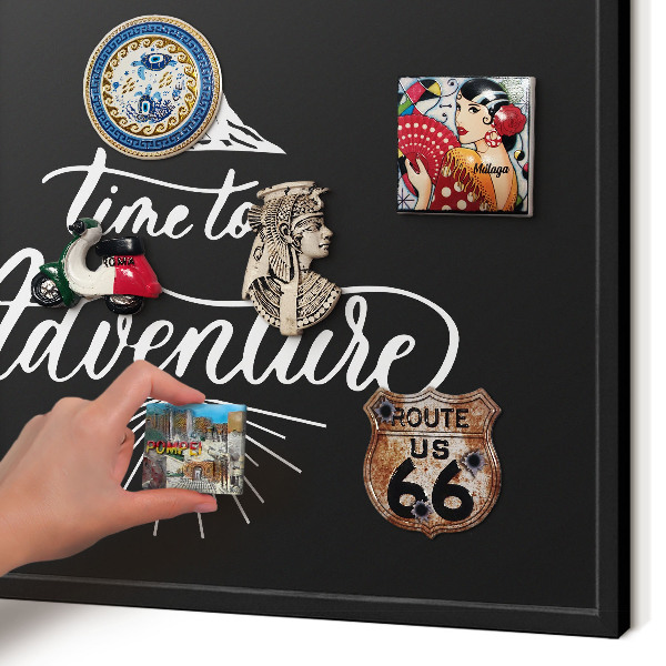 Vacation magnet board with a black frame Adventure time
