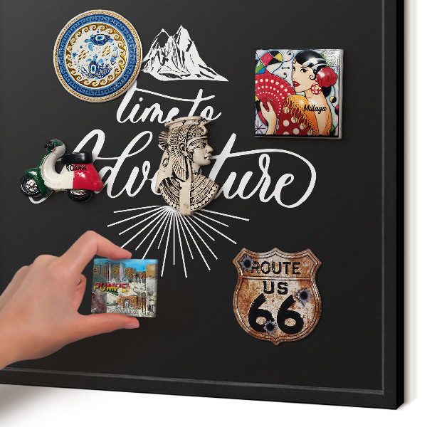Vacation magnet board with a black frame Adventure time