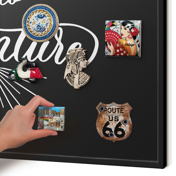 Vacation magnet board with a black frame Adventure time