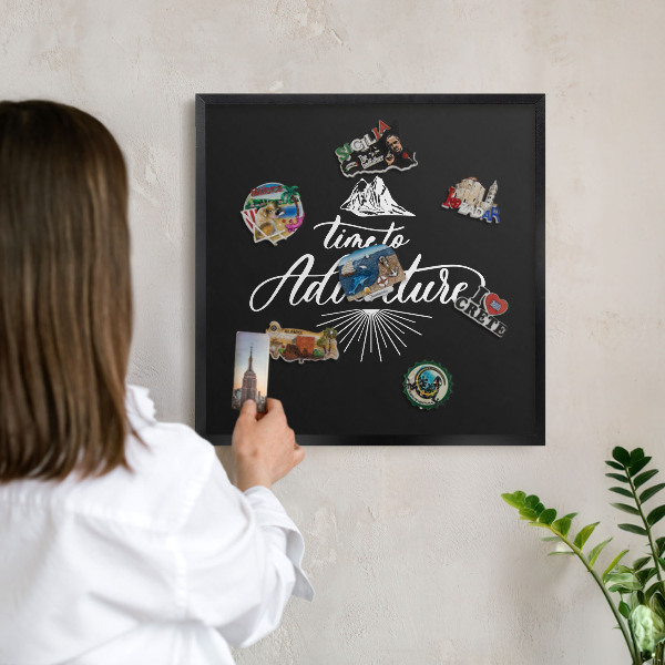 Vacation magnet board with a black frame Adventure time
