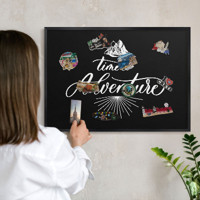 Vacation magnet board with a black frame Adventure time