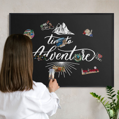 Vacation magnet board with a black frame Adventure time