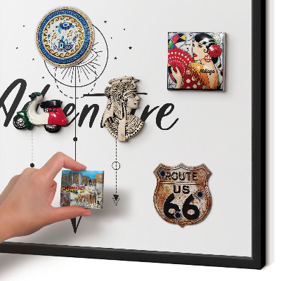 Metal wall board for magnets in a black frame Adventure Theme
