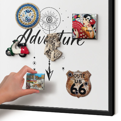 Metal wall board for magnets in a black frame Adventure Theme