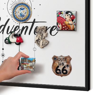 Metal wall board for magnets in a black frame Adventure Theme