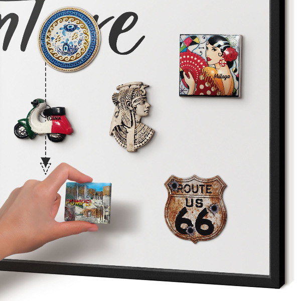 Metal wall board for magnets in a black frame Adventure Theme