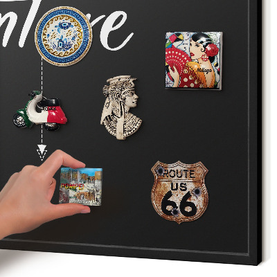Vacation magnet board with a black frame Adventure awaits