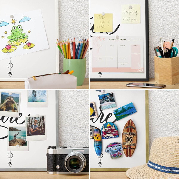 Metal wall board for magnets in a black frame Typographic Adventure