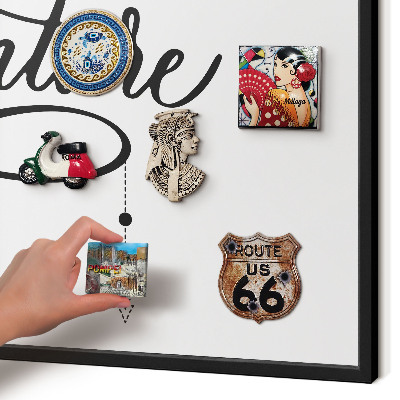 Metal wall board for magnets in a black frame Typographic Adventure