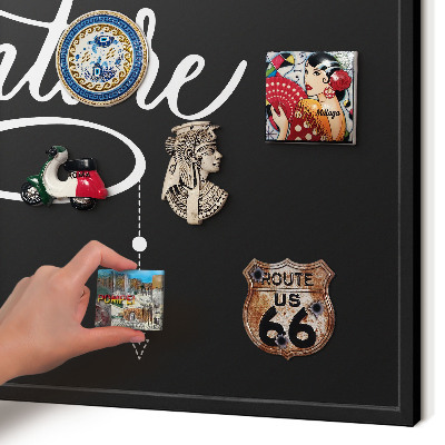 Vacation magnet board with a black frame Travel inspiration
