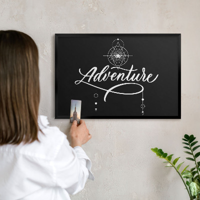 Vacation magnet board with a black frame Travel inspiration