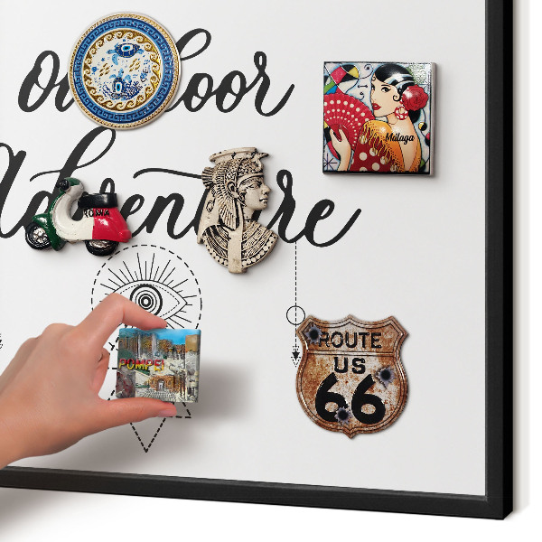 Metal wall board for magnets in a black frame Outdoor Adventure