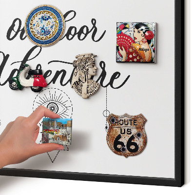Metal wall board for magnets in a black frame Outdoor Adventure