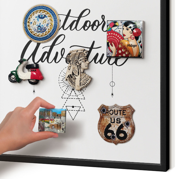 Metal wall board for magnets in a black frame Outdoor Adventure