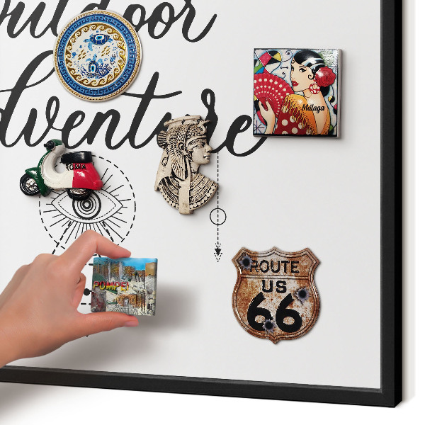 Metal wall board for magnets in a black frame Outdoor Adventure