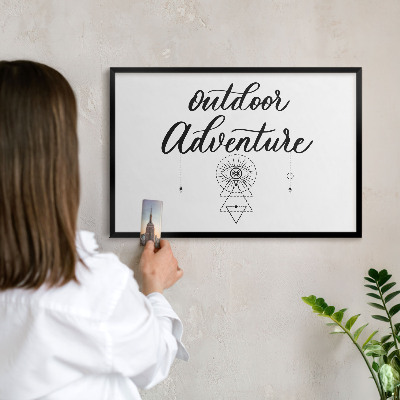 Metal wall board for magnets in a black frame Outdoor Adventure