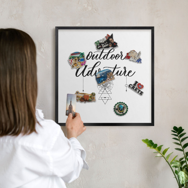 Metal wall board for magnets in a black frame Outdoor Adventure