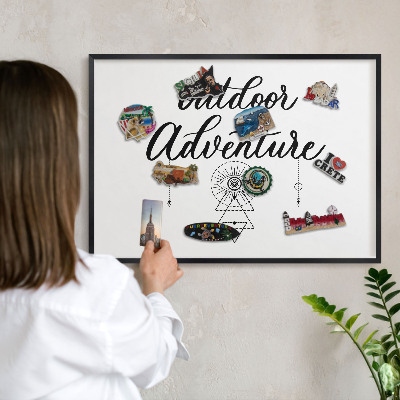 Metal wall board for magnets in a black frame Outdoor Adventure