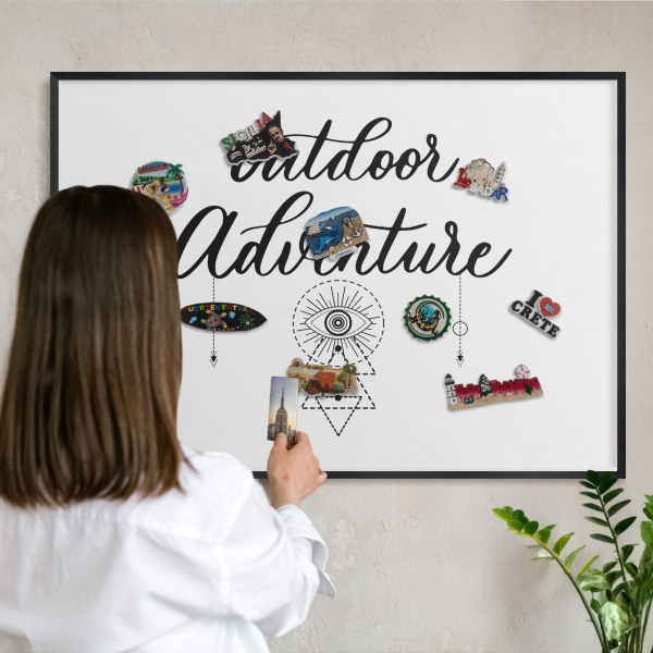 Metal wall board for magnets in a black frame Outdoor Adventure