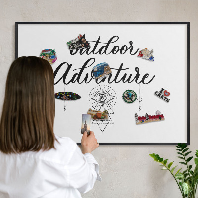 Metal wall board for magnets in a black frame Outdoor Adventure