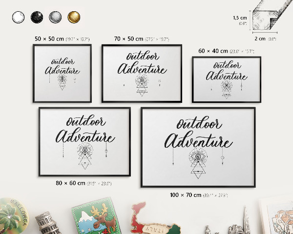 Metal wall board for magnets in a black frame Outdoor Adventure