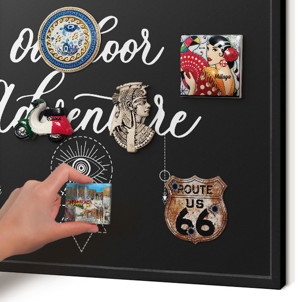 Vacation magnet board with a black frame Outdoor Adventure
