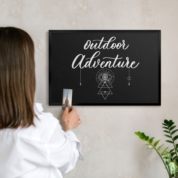 Vacation magnet board with a black frame Outdoor Adventure