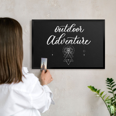 Vacation magnet board with a black frame Outdoor Adventure