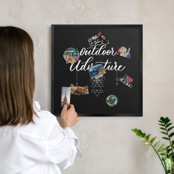 Vacation magnet board with a black frame Outdoor Adventure