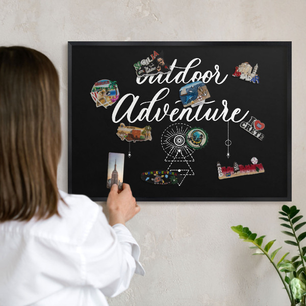 Vacation magnet board with a black frame Outdoor Adventure