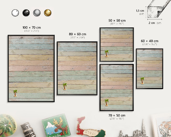 Metal wall board for magnets in a black frame Rustic boards