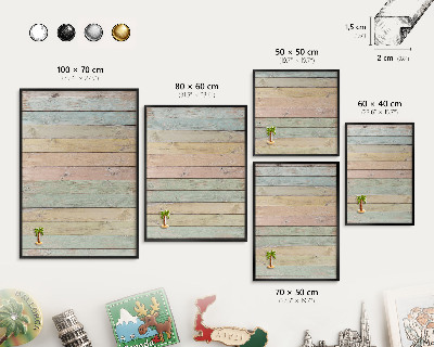 Metal wall board for magnets in a black frame Rustic boards