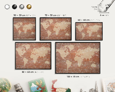 Vacation magnet board with a black frame Brick map