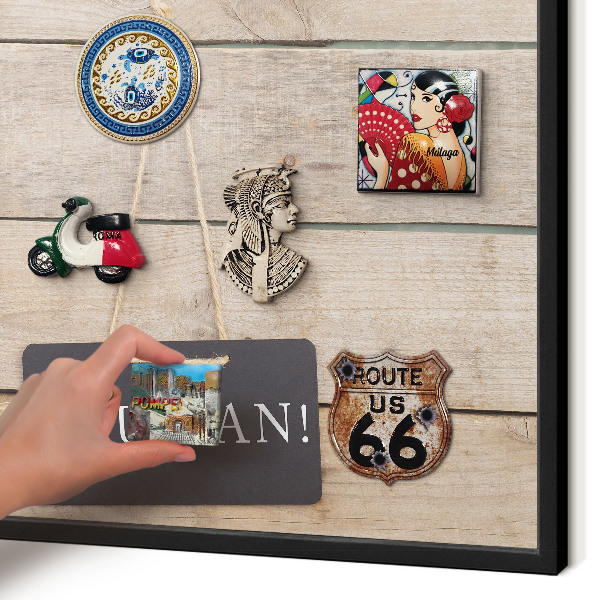 Metal wall board for magnets in a black frame Motivation every day