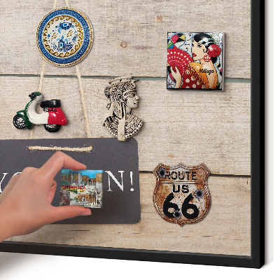 Metal wall board for magnets in a black frame Motivation every day