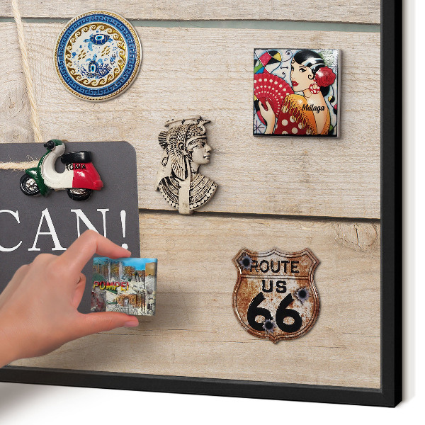 Metal wall board for magnets in a black frame Motivation every day