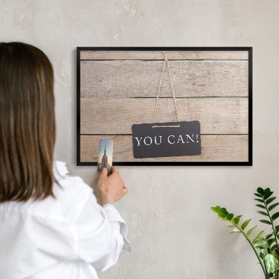 Metal wall board for magnets in a black frame Motivation every day
