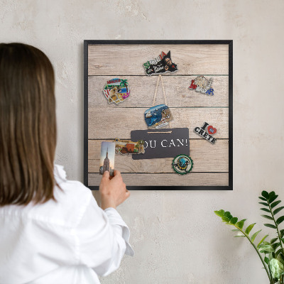 Metal wall board for magnets in a black frame Motivation every day