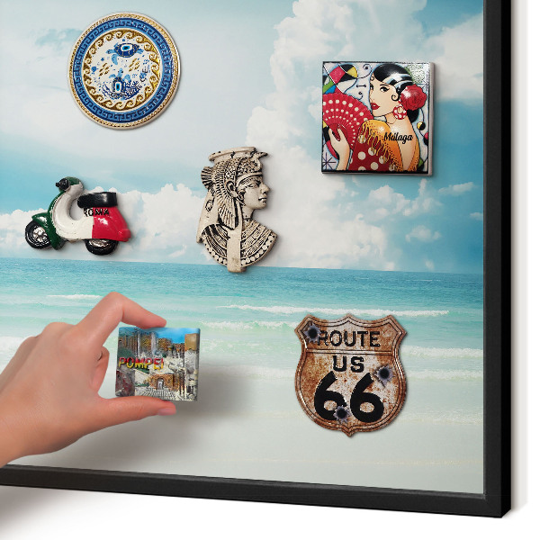 Vacation magnet board with a black frame Maritime harmony