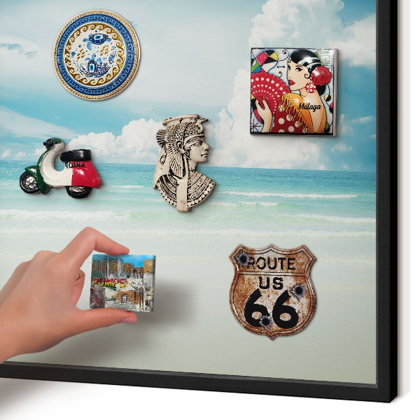 Vacation magnet board with a black frame Maritime harmony