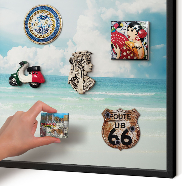 Vacation magnet board with a black frame Maritime harmony