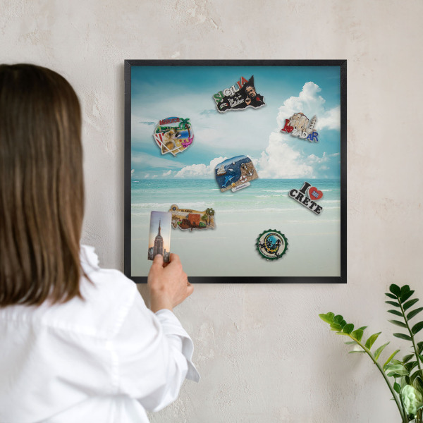 Vacation magnet board with a black frame Maritime harmony