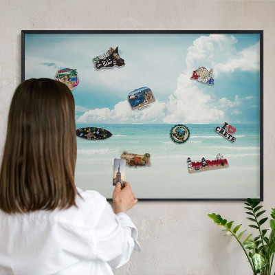 Vacation magnet board with a black frame Maritime harmony